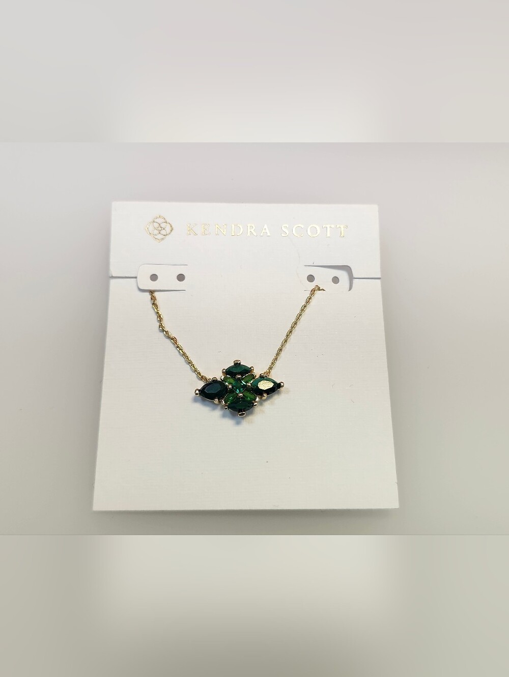 NWT Kendra Scott Gold-Tone Abbie Crystal Short Necklace In Green Mix